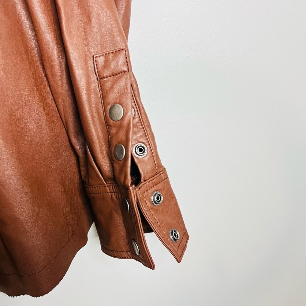 Free People Easy Rider Faux Leather Shacket in Desert Topaz brown size small - Picture 4 of 9